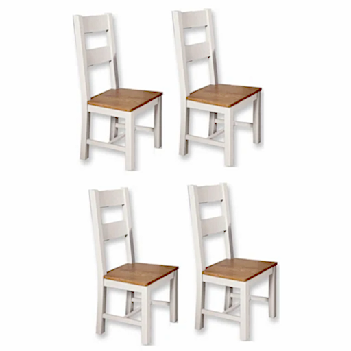 St.Ives White Painted & Oak Dining Chairs - Sold In Pairs - The Furniture Mega Store