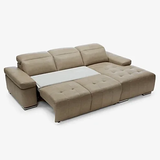 Domo Luxury Leather Chaise Sofa Bed - Choice Of Colours - The Furniture Mega Store