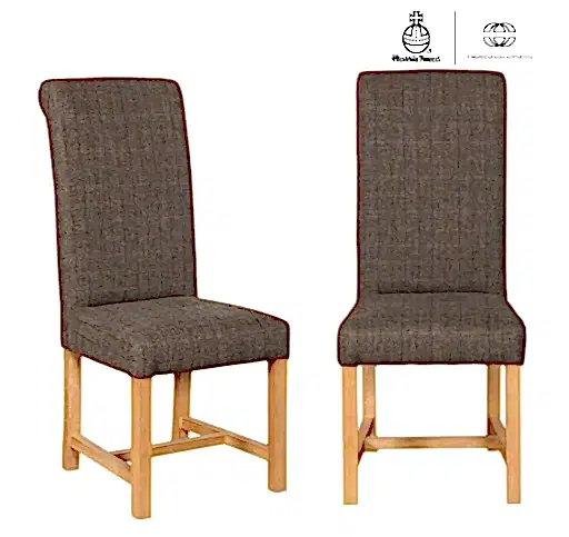 Edwin Rollback Harris Tweed® Dining Chair - Choice Of Tweed & Legs - The Furniture Mega Store