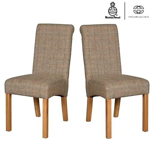 Edwin Baby Rollback Harris Tweed® Dining Chair - Choice Of Tweed & Legs - The Furniture Mega Store