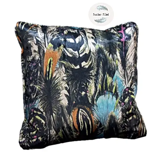 Feathers Jewel Velvet Fabric Cushions - Choice Of Type & Size - The Furniture Mega Store
