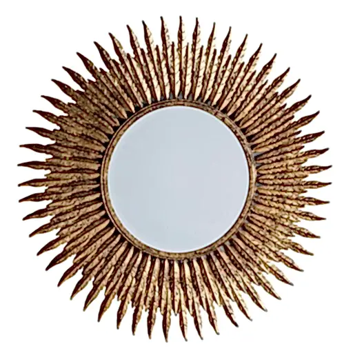 Feathers Gold Wall Mirror - 63cm Diameter - Out Of Stock ETA 08/12/2023 - The Furniture Mega Store 