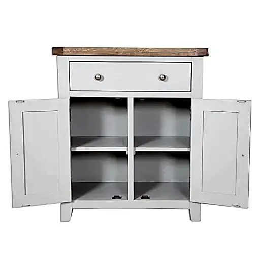 St.Ives French Grey & Oak 2 Door 1 Drawer Hall Cabinet - The Furniture Mega Store 