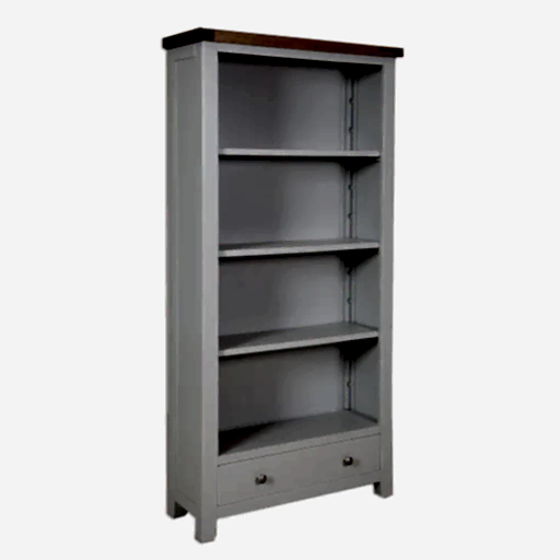 St.Ives French Grey & Oak Large Bookcase - The Furniture Mega Store 