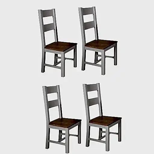 St.Ives French Grey & Oak Dining Chairs - Sold In Pairs - The Furniture Mega Store 