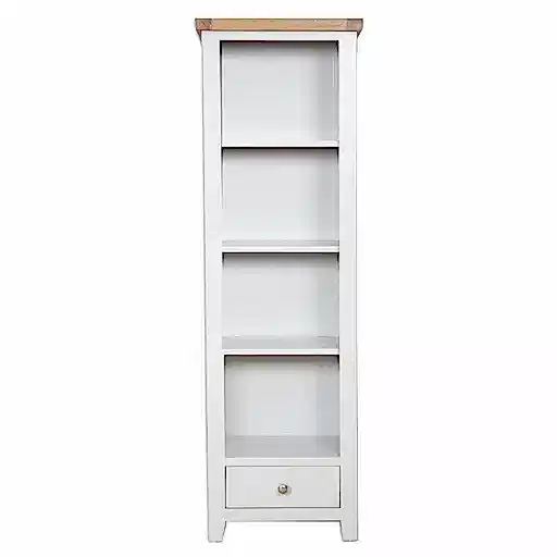 St.Ives French Grey & Oak Tall Slim Bookcase - The Furniture Mega Store 