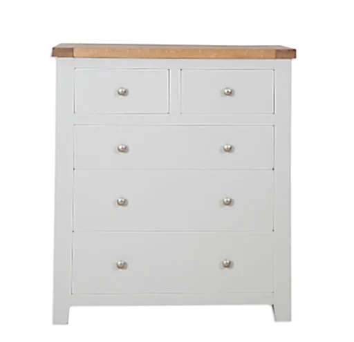 St.Ives French Grey & Oak 2 Over 3 Chest Of Drawers - The Furniture Mega Store