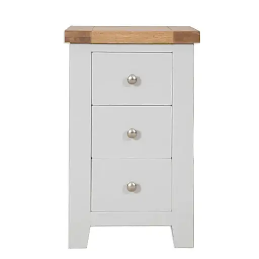 St.Ives French Grey & Oak 3 Drawer Bedside Cabinet - The Furniture Mega Store