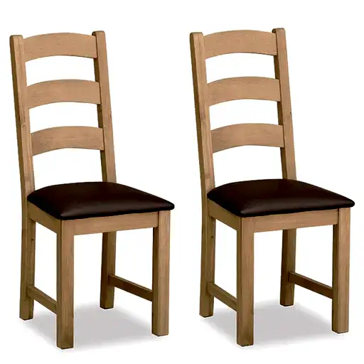 Addison Lite Natural Oak Dining Chair, Ladder Back (Sold in Pairs) - The Furniture Mega Store 