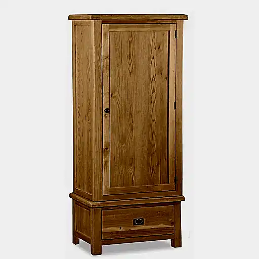 Sailsbury Solid Oak Single Wardrobe 1 Doors & 1 Bottom Storage Drawer - The Furniture Mega Store 