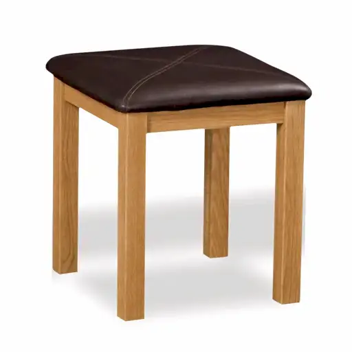 Sailsbury Solid Oak & Faux Leather Bedroom Stool - The Furniture Mega Store