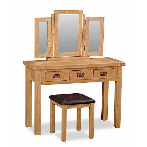 Sailsbury Solid Oak & Faux Leather Bedroom Stool - The Furniture Mega Store