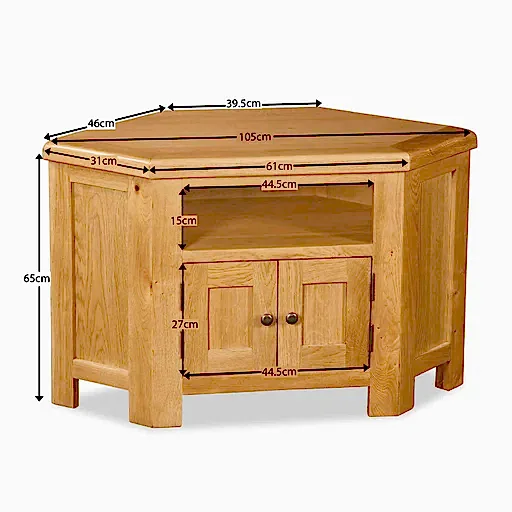 Sailsbury Solid Oak Corner TV Cabinet - 105cm - The Furniture Mega Store 