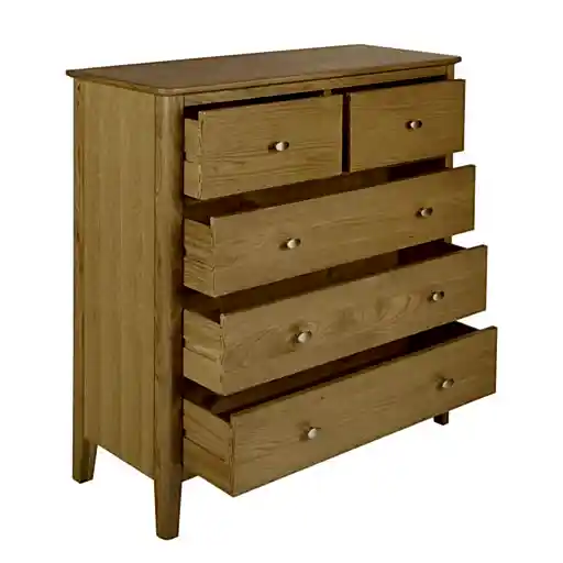 Bath Oak Wide Chest of Drawer 2 + 3 Drawers - The Furniture Mega Store