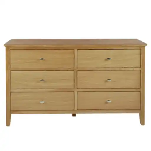 Bath Oak 6 Drawers Wide Chest - The Furniture Mega Store