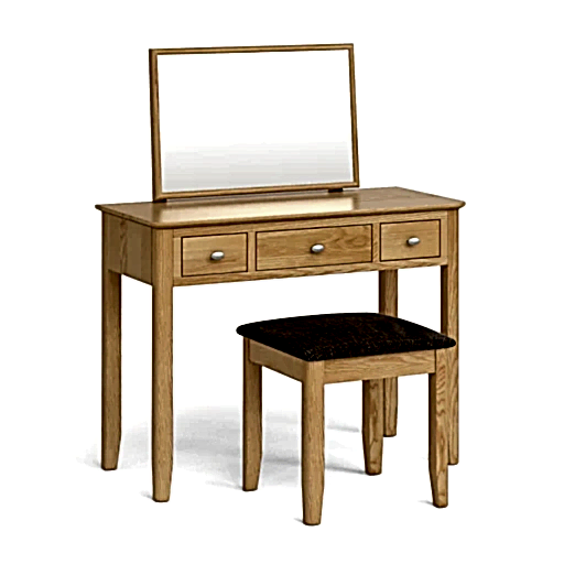 Bath Oak Dressing Table Set with Stool & Mirror - The Furniture Mega Store 