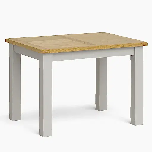 Country Grey and Oak Dining Table, 110cm-150cm Seats 4 to 6 Diners Rectangular Extending Top - The Furniture Mega Store