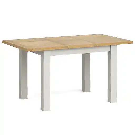 Country Grey and Oak Dining Table, 110cm-150cm Seats 4 to 6 Diners Rectangular Extending Top - The Furniture Mega Store