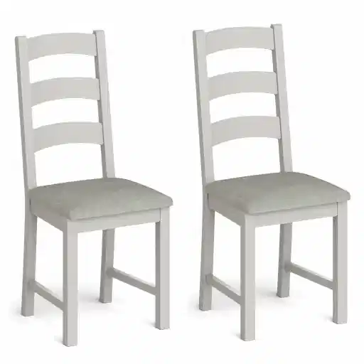 Country Grey and Oak Collection Ladder Back Dining Chairs - Sold In Pairs - The Furniture Mega Store
