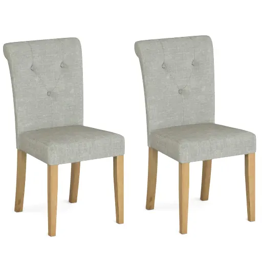 Country Grey and Oak Collection Fabric Dining Chairs - Sold In Pairs - The Furniture Mega Store 