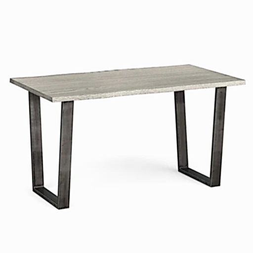 Dalston Grey Oak Dining Table 140cm-180cm Extending Live Edge Top with Industrial Style Black Metal U Legs - The Furniture Mega Store