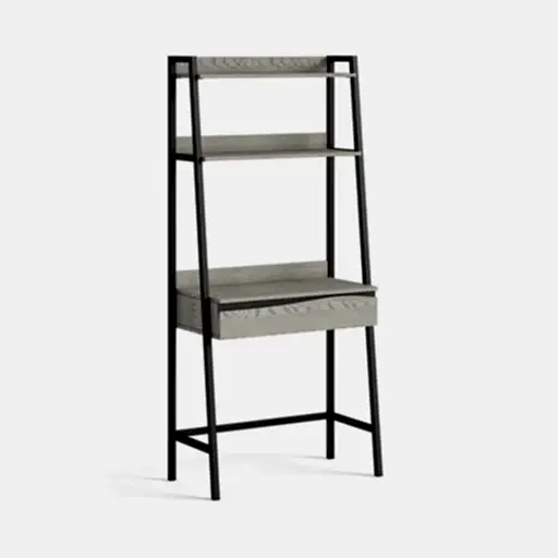 Dalston Grey Oak Ladder Desk, With Bookcase - The Furniture Mega Store 
