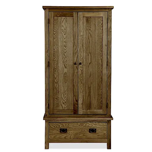 Addison Lite Natural Oak Gents Double Wardrobe with 2 Doors & 1 Drawer - The Furniture Mega Store