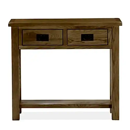 Addison Lite Natural Oak Small Console Table, 85cm width with 2 Drawers for Narrow Hallway - The Furniture Mega Store 