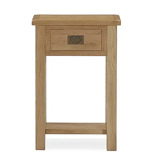 Addison Lite Natural Oak Telephone Table with 1 Drawer & 1 Shelf - The Furniture Mega Store 