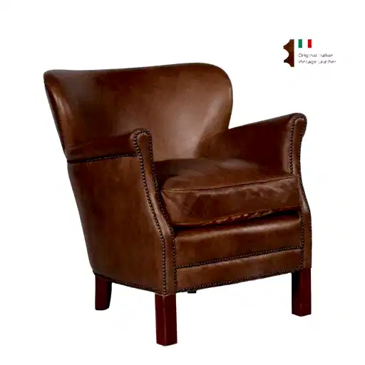 Governor Vintage Whisky Leather Occasional Chair - The Furniture Mega Store