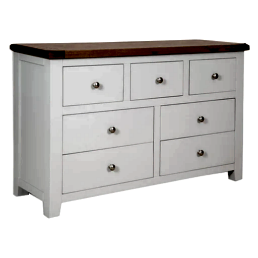 St.Ives French Grey & Oak 7 Drawer Wide Chest - The Furniture Mega Store
