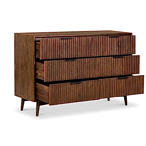Strand Walnut Wide Chest Of 6 Drawers - The Furniture Mega Store