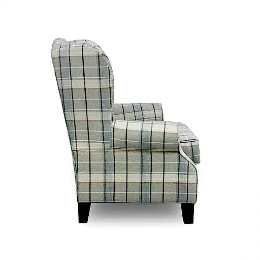 Floyd Check Fabric Wing Back Occasional Chair - The Furniture Mega Store 