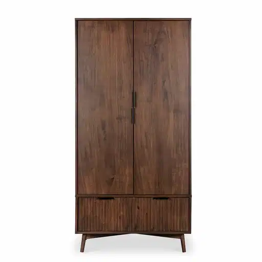 Strand Walnut 2 Door Gents Wardrobe - The Furniture Mega Store