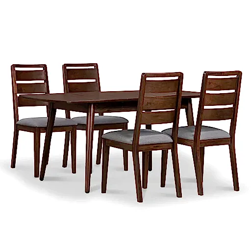 Strand Walnut Extendable Dining Table 120cm - 165cm & 4 Dining Chairs - The Furniture Mega Store