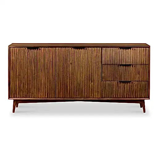 Strand Walnut Large 2 Door 3 Drawer Sideboard - The Furniture Mega Store 