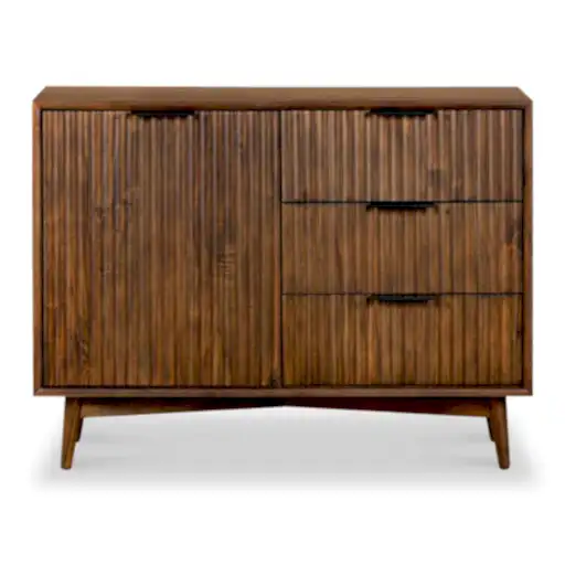 Strand Walnut Small 1 Door 3 Drawer Sideboard - The Furniture Mega Store 