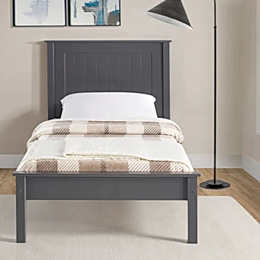 Tito Bedstead 3ft Single Bed - Dark Grey - The Furniture Mega Store 