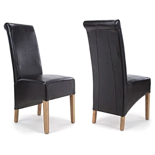 Krista Roll Back Leather Dining Chairs - Set Of 2 - Choice Of Colours - The Furniture Mega Store 