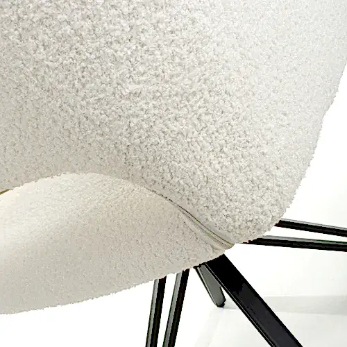 White Boucle Swivel Base Dining Chairs - Sold In Pairs - The Furniture Mega Store 