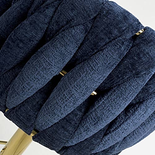 Bellaire Blue Textured Chenille & Gold Bar Stool - The Furniture Mega Store 