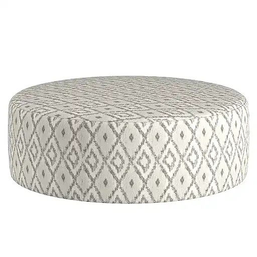 Jester Natural Fabric Round Accent Footstool - The Furniture Mega Store