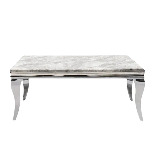 Louis 1.5 Grey Marble & Polished Steel Dining Table - The Furniture Mega Store 