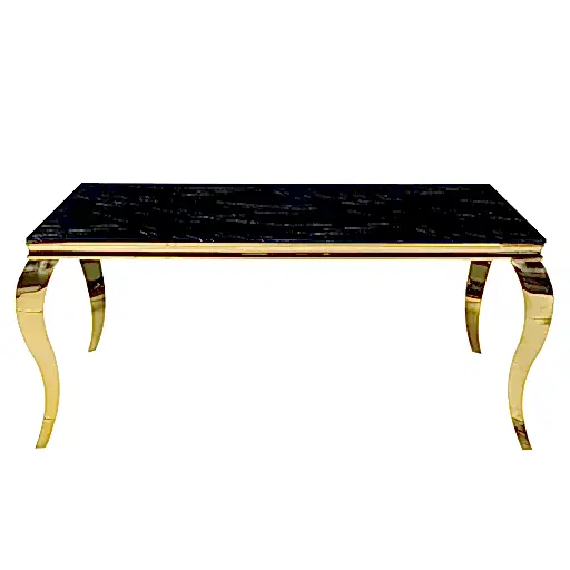 Louis 1.8 Black Marble & Gold Leg Dining Table - The Furniture Mega Store 