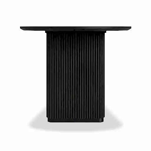 Miles Charcoal Fluted Mango Double Pedestal Curved Dining Table 200cm - The Furniture Mega Store