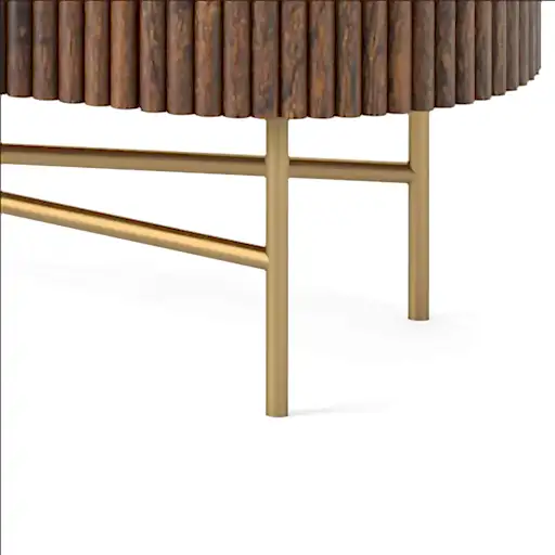 Milo Walnut Fluted Wood & Marble Top Small Curved TV Unit - 120cm - The Furniture Mega Store 