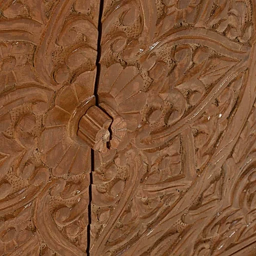 Carved Mango Wood Large Bookcase With Cupboard - The Furniture Mega Store 