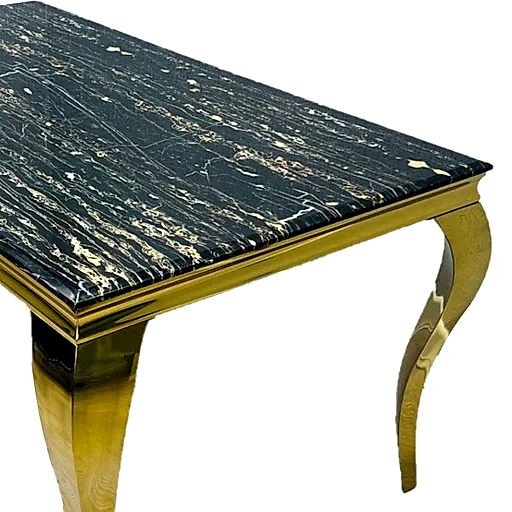 Louis 2m Black Marble & Gold Leg Dining Table - The Furniture Mega Store 