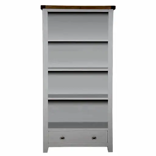 St.Ives French Grey & Oak Large Bookcase - The Furniture Mega Store 