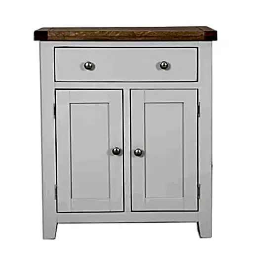 St.Ives French Grey & Oak 2 Door 1 Drawer Hall Cabinet - The Furniture Mega Store 